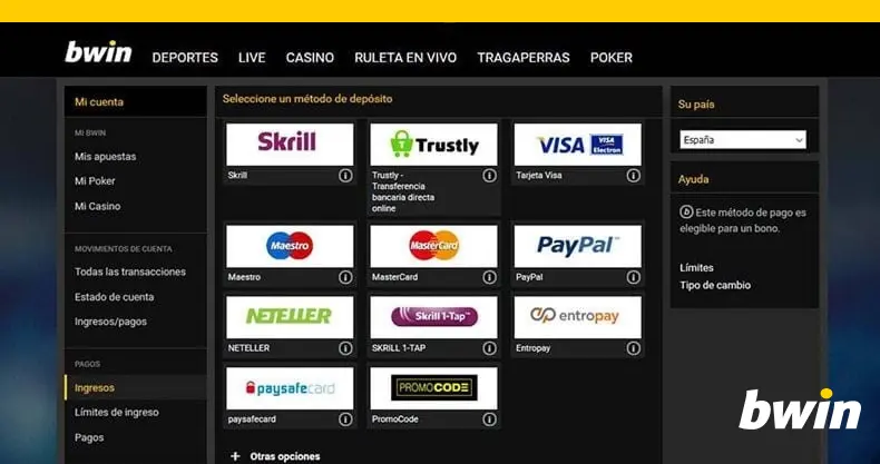 depósito en bwin